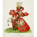 [KING OF POLAND]. Color reproduction of an image of the Polish monarch in tournament armor from the Marshal's Roll of the Golden Fleece p...