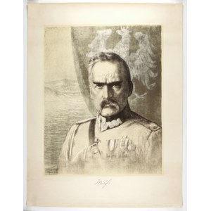 Józef Piłsudski - Porträt - Lithographie auf Farbton. 1926