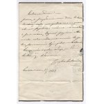 [LUBOMIRSKA Cecylia]. Rukopisný dopis Cecílie Jerzové, vévodkyně Lubomirské, panu Schreiberovi do Krakova,...
