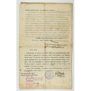 [TARNOWSKI Hieronim]. Vertrag über den Kauf und Verkauf eines Teils des Anwesens von Hieronim Tarnowski in der Nähe von Dukla, mit...
