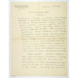 [KONOPCZYŃSKI Władysław, letter to a scholar]. Handwritten letter by Stanislaw Bodniak,...