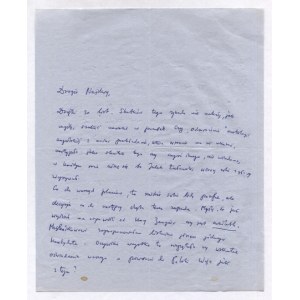 [Czesław MILOSZ]. Rukopisný dopis Czesława Miłosze Zdzisławu Najderovi, bez data (pravděpodobně Paříž, 1967?).