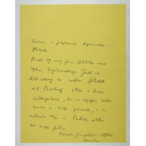 [Czesław MILOSZ]. Handgeschriebener Brief von Czesław Miłosz an einen ungenannten Zdzisław Najder,...