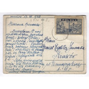 [RYCHTER-JANOWSKA Bronisława, Postkarte an die Künstlerin]. Postkarte mit Korrespondenz unbekannter Urheberschaft, adressiert an den Maler ...