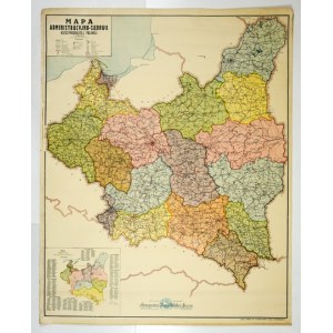 [POĽSKO]. Administratívna a súdna mapa Poľskej republiky. Farebná mapa. 105x84,...