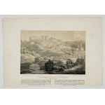 (YAZLOWIEC). Jazłowiec am Fluss Olechowiec. (Galizien). Lithographie auf Tintform. 19,2x28,7 auf Arche. 30,4x43,...