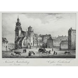 [KRAKOW]. Kathedralkirche auf dem Schloss. Eglise Cathedrale au cháteau. Lithographieform. 11,2x18,2 auf Arche. 14,...