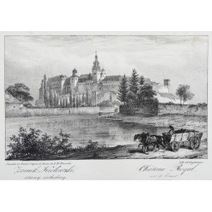 [KRAKOW]. Königliches Schloss, Westseite. Cháteau Royal, westliche Seite. Lithographieform. 11,2x18,2 auf Arche....