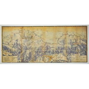 [TATRAS]. [Tatra mountains in snow: ski map of the northern slopes of the Tatras]. Color map form.  49,...