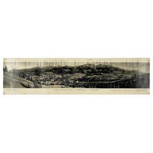 [TATRY]. Celkový pohľad na Tatry a Zakopané z Gubałowky. Panoramatická forma. 16,3x65,5 cm.
