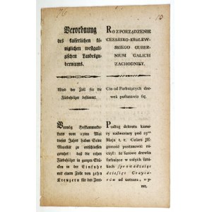 NAŘÍZENÍ císařského a královského gubernia Západní Haliče. Clo na barvené dřevo se stanovuje na [...]...