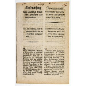 NOTICE from the Imperial Royal Galician Governorate. On the establishment of a foundation at the main German school in...