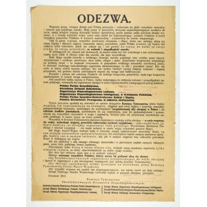 ODEZWA. Wojenna groza, wisząca dzisiaj nad Polską, poruszyła i wzburzyła do głębi wszystkie instynkty i uczucia mas pols...