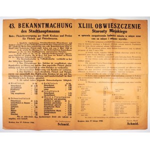 XLIII. BEKANNTMACHUNG des Stadtverwalters über die Versorgung der Stadtbevölkerung mit Fleisch und die Preise für Fleisch und Fleischerzeugnisse....