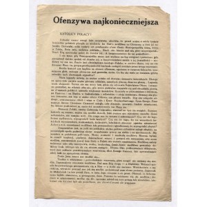 OFENZYWA najkonieczniejsza. [Varšava, IV 1943?]. Konšpiračná tlač.