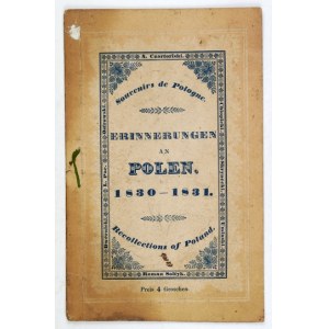 ERINNERUNGEN an Polen. 1830-1831. Souvenirs de Pologne. Vzpomínky na Polsko. Hamburg [1838?]. B. S. Berendsohn....