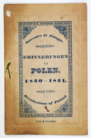 ERINNERUNGEN an Polen. 1830-1831 Souvenirs de Pologne. Recollection of Poland. Hamburg [1838?]. B. S. Berendsohn....