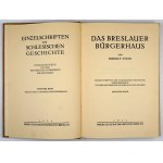 STEIN Rudolf - Das breslauer Bürgerhaus. Breslau 1931; Priebatschs Buchhandlung. 4, s. [10], 103, fotografické dosky LII,...