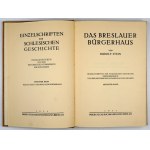 STEIN Rudolf - Das breslauer Bürgerhaus. Breslau 1931. Priebatschs Buchhandlung. 4, s. [10], 103, tabl. fot. LII,...