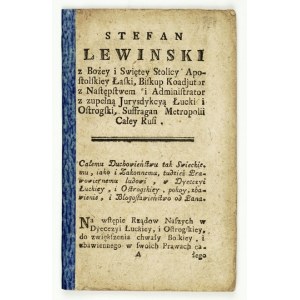 LEWIŃSKI Stefan - An den gesamten weltlichen und geistlichen Klerus sowie an das orthodoxe Volk in der Diözese Lutsk...