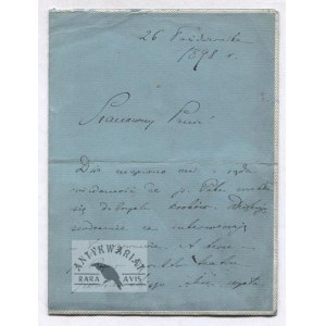 Gabriela Zapolska's letter to Michal Grek dated X 1898.