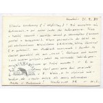 Szymborska W. - Handwritten pastedown with correspondence, dated. SEPTEMBER 21, 1994.