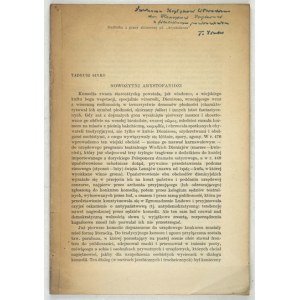 T. SINKO - Nowożytni arystofanidzi. 1957. Dedykacja autora.