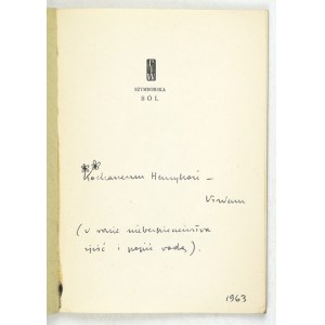 W. SZYMBORSKA - Sól. 1962. Dedykacja autorki.