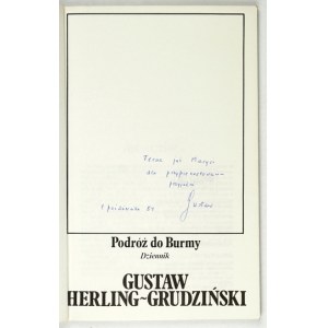 HERLING-GRUDZIŃSKI G. - Podróż do Burmy. Dziennik. Z dedykacją autora.