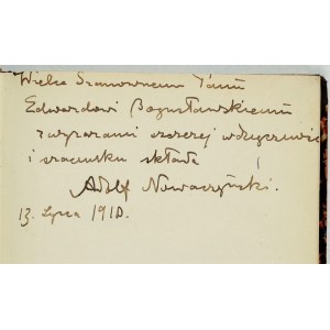 NOWACZYŃSKI A. – Wielki Fryderyk. 1910. Dedykacja autora.