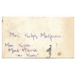 [WIZYTÓWKA 3]. Miss  Mary S. Helena Modjeska. Bilecik wizytowy wnuczki Heleny Modrzejewskiej Marylki.