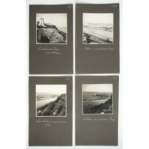 [PRAGA - fotografie sytuacyjne i widokowe]. [l. 30. XX w.]. Zestaw 4 fotografii form. 12x12 cm na kartonowych podkładach...