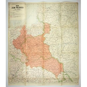 [POLSKA]. Mapa ziem polskich. Mapa barwna form. 76,5x66,8 cm.