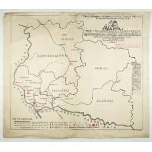 [ZAGŁĘBIE Dąbrowskie]. Mapa trzech powiatów Zagłębia Dąbrowskiego: będzińskiego, olkuskiego i zawierciańskiego jako tere...