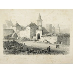 [KRAKÓW]. Widoki Krakowa. Brama niegdyś Sławkowska. Litografia. ca. 1852