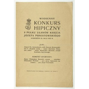 Program zawodów hipicznych 8 Pułku Ułanów, 1922.