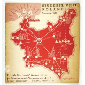 STUDENTS, Visit Poland! Warsaw, Summer 1939. Polish Students&#39; Association for International Co-operation Liga....