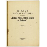 STATUT spółki akcyjnej pod firmą: Żegluga Polska, Spółka Akcyjna w Krakowie. Warszawa 1920. Druk. Państwowa. 16d, s. [...
