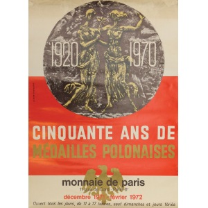 Plakat CINQUANTE ANS DE MÉDAILLES POLONAISES, 1971, Projekt Claude Devillers
