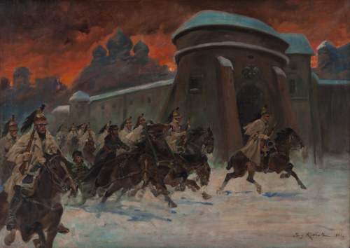 Jerzy Kossak (1886 Kraków - 1955 Kraków), Napoleon pod Moskwą, 1922