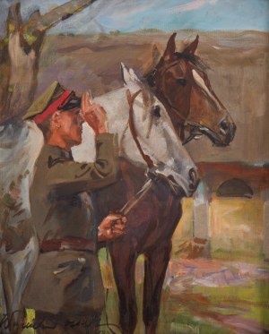 Wojciech Kossak (1856 Paryż - 1942 Kraków), Salutujący żołnierz, 1934