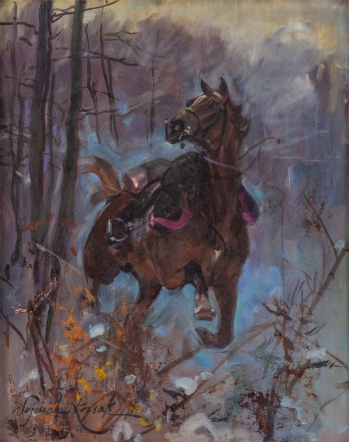 Wojciech Kossak (1856 Paryż - 1942 Kraków), Spłoszony koń, 1922 (?)