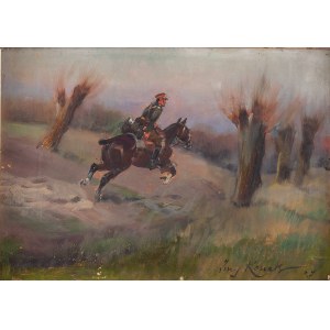 Jerzy Kossak (1886 Kraków - 1955 Kraków), Lanzenreiter auf einem trabenden Pferd, 1927