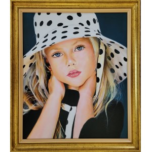 Tomasz Włodarczyk, Portret dziewczynki w kapeluszu , 2022