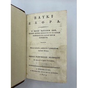 Ezop, Bayki Ezopa z tekstem francuzkim obok, tudzież sensem moralnym w czterech wierszach po każdey bayce zawartym.