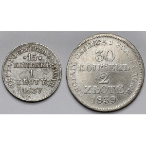 1 złoty 1837 i 2 złote 1839 - zestaw (2szt)