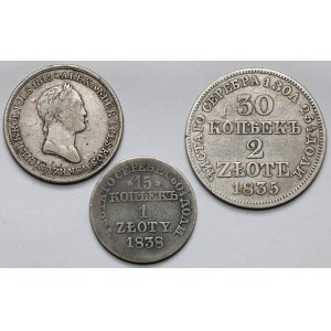 1 i 2 złote 1834-1838 - zestaw (3szt)