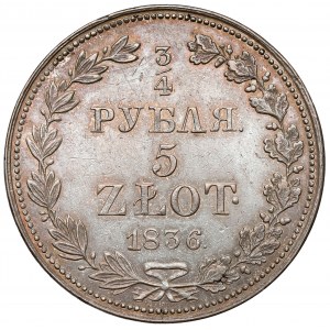 3/4 rubla = 5 złotych 1836 MW, Warszawa
