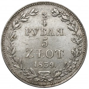 3/4 rubla = 5 złotych 1839 MW, Warszawa