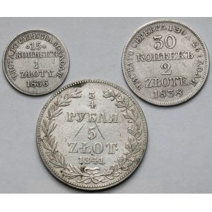 1-5 złotych 1836-1841 - zestaw (3szt)